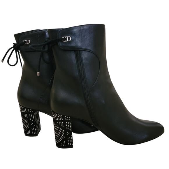 Christian Dior Stellar Black Leather Ankle Boots Studded CD Heel 39.5 9.5 - Picture 12 of 12